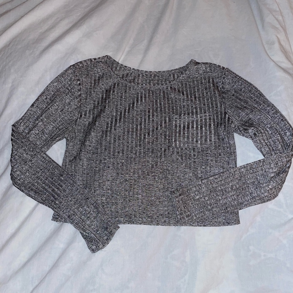 Grey ribbed long sleeve